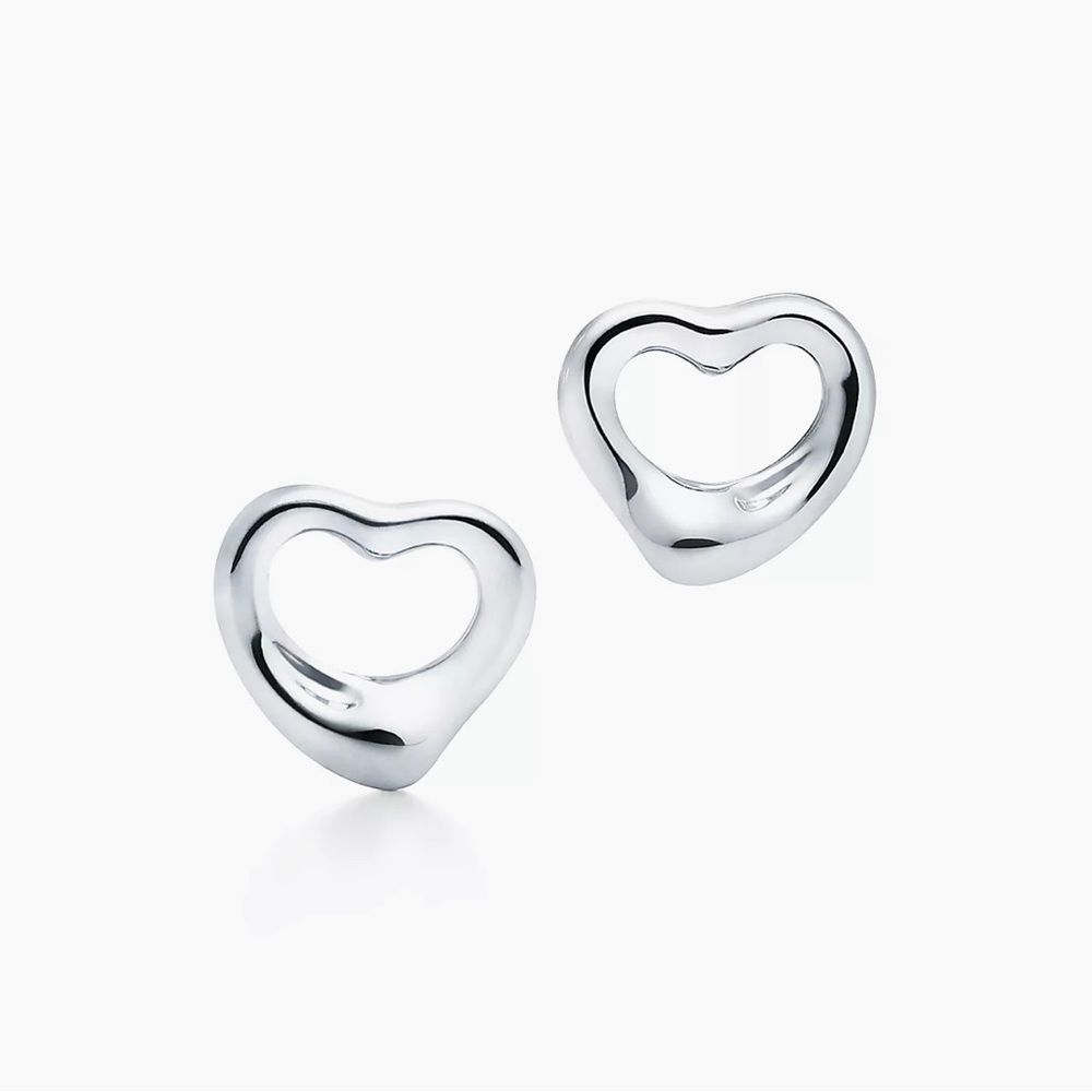 Tiffany & Co Open Heart Stud Earrings in Silver